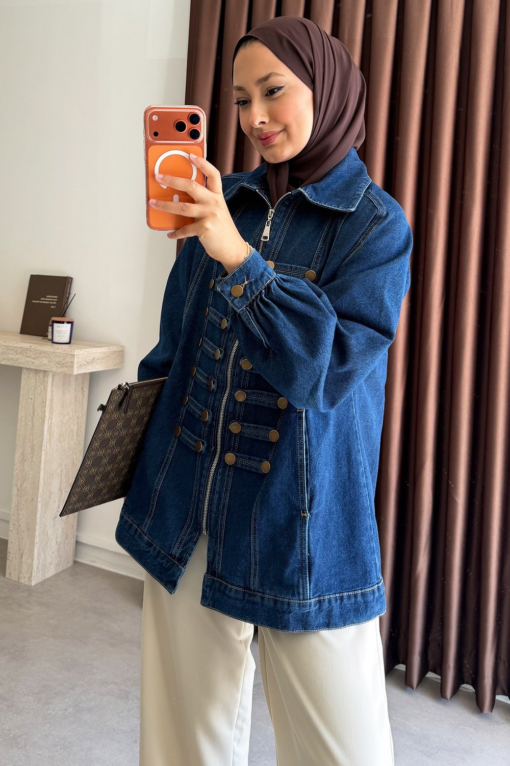 Tasarım Denim Ceket - Koyu Kot