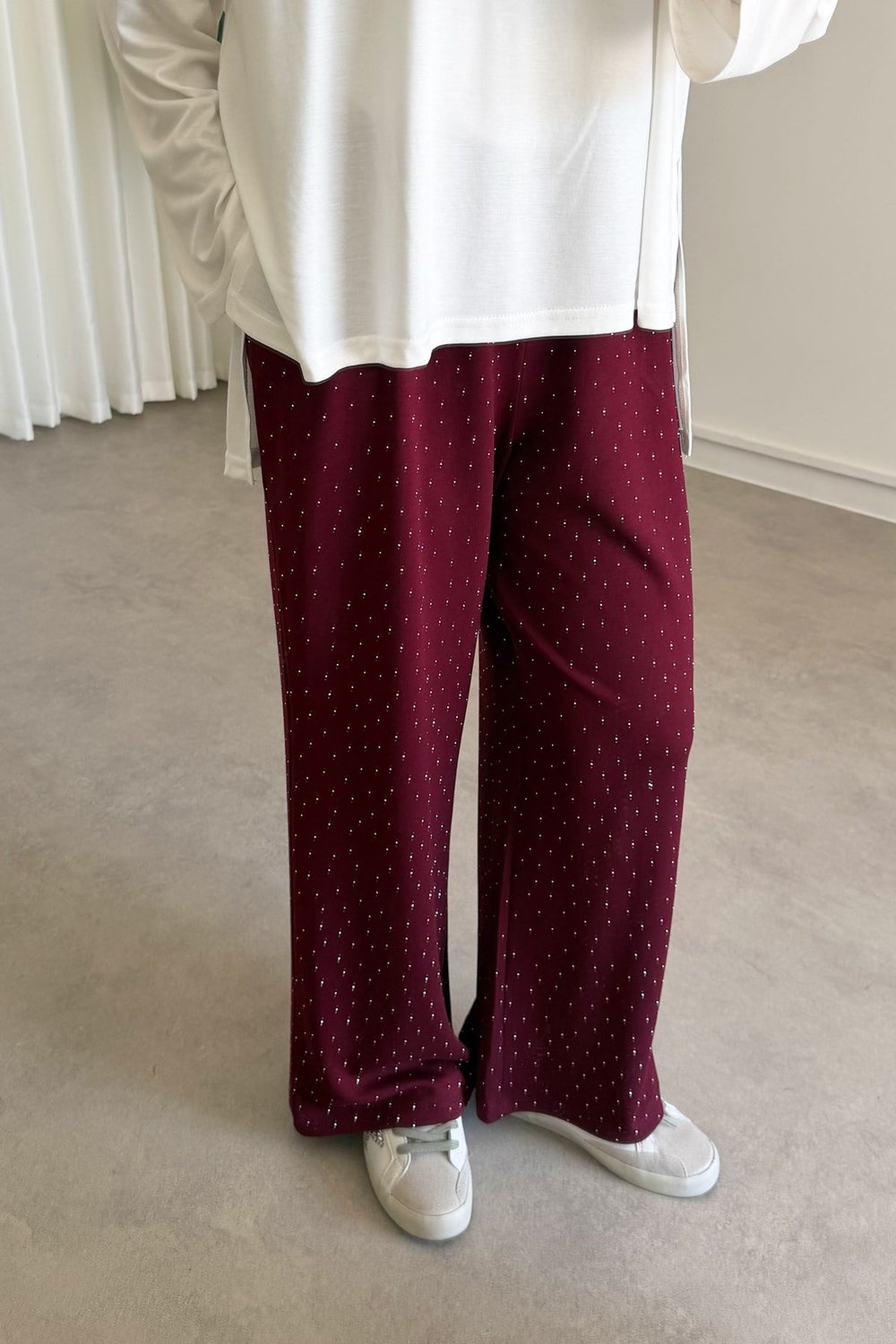 Taşlı Oyşo Pantolon - Bordo