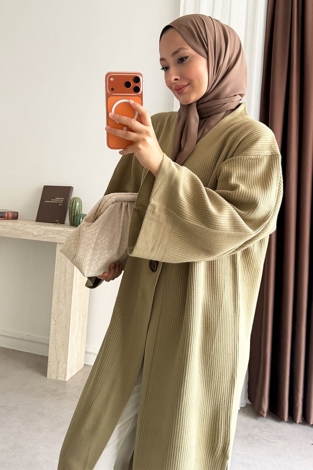 Triko Kimono Elbise - Olive