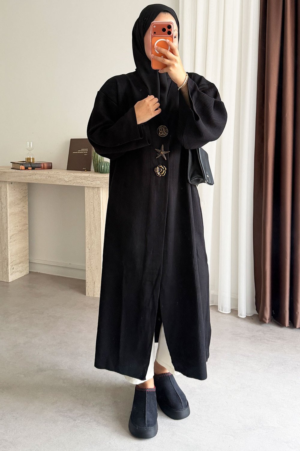 Triko Kimono Elbise - Siyah