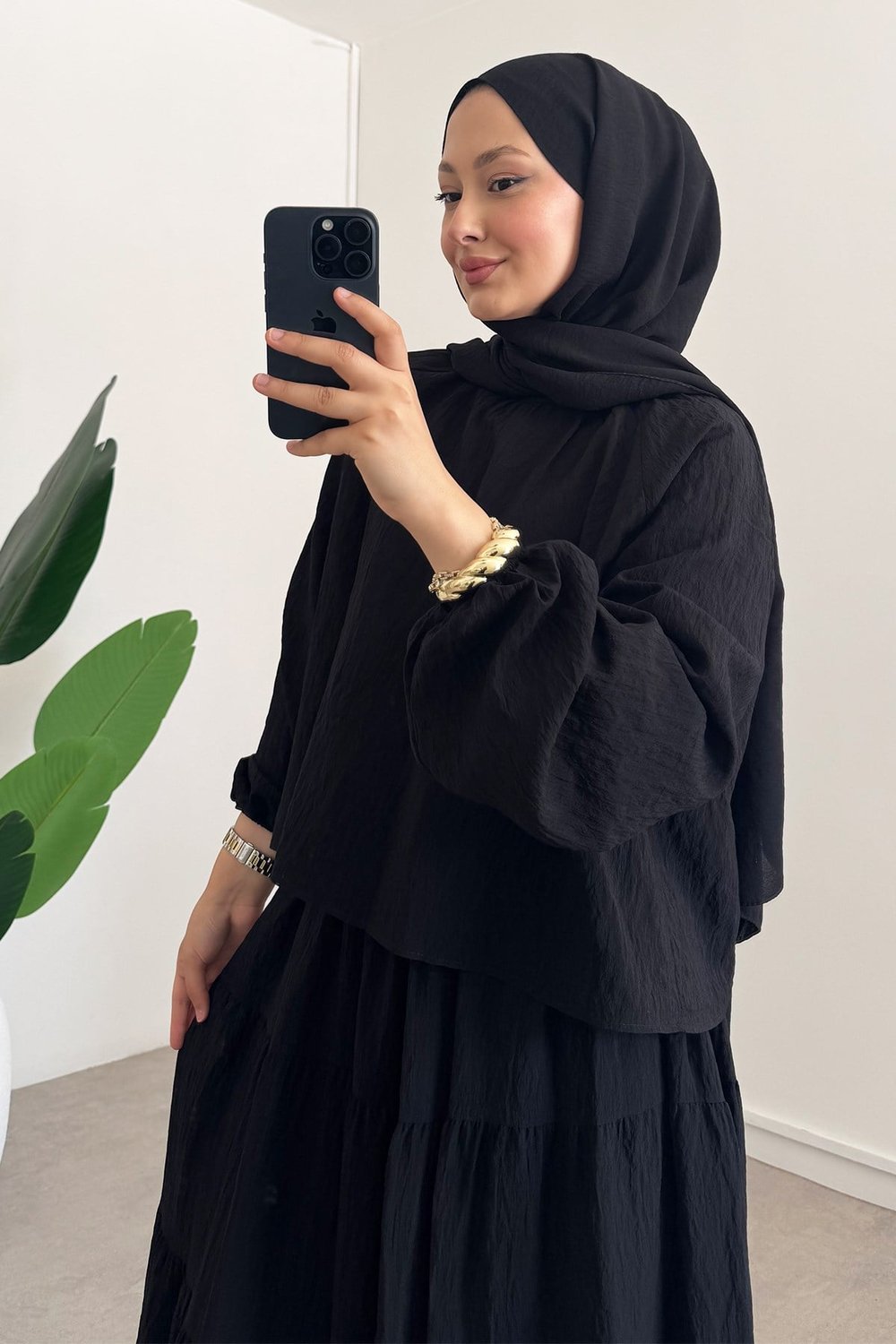 Tül Modal Takım - Siyah