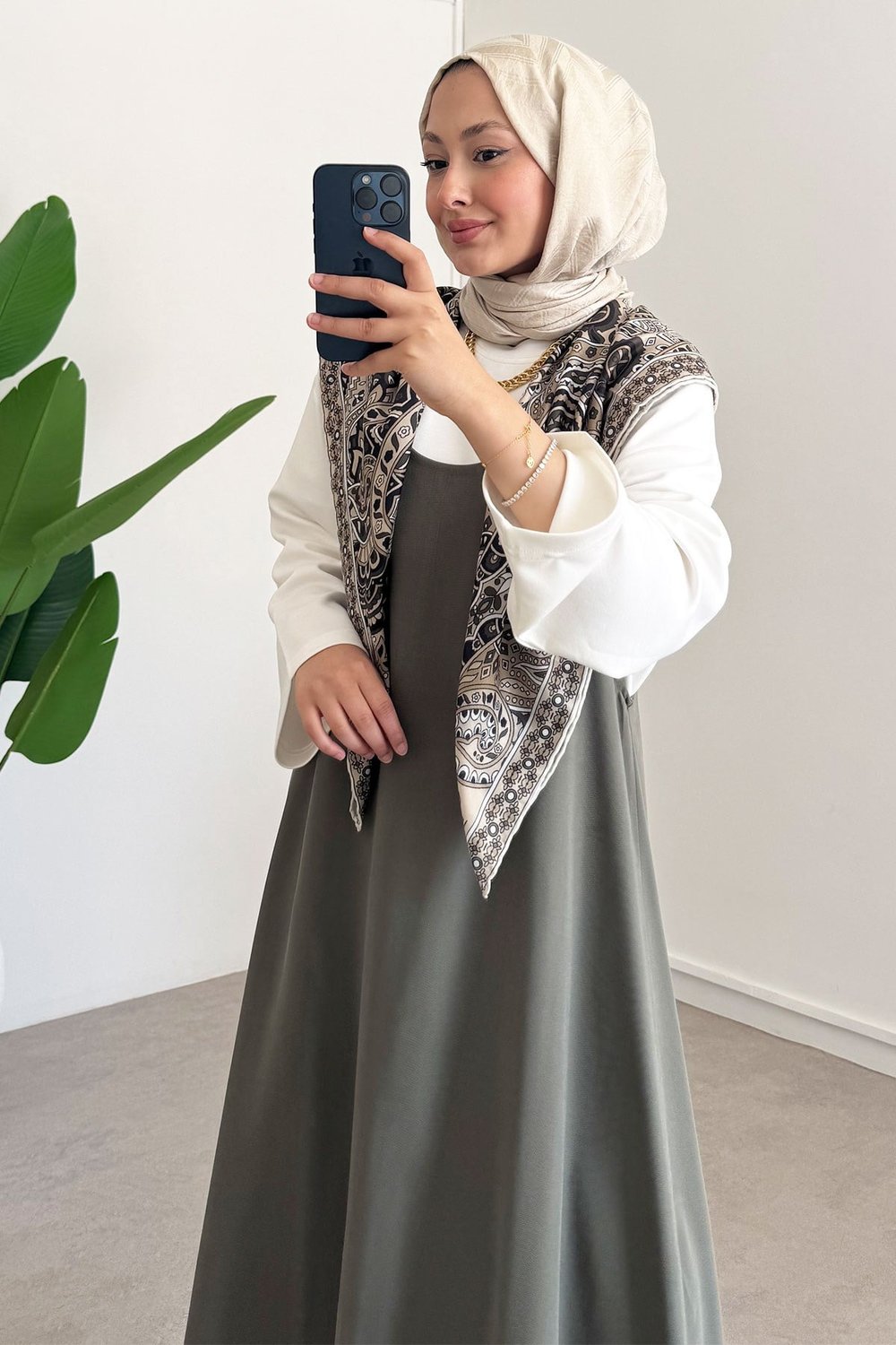 Tunik Jile Elbise - Haki Yeşil