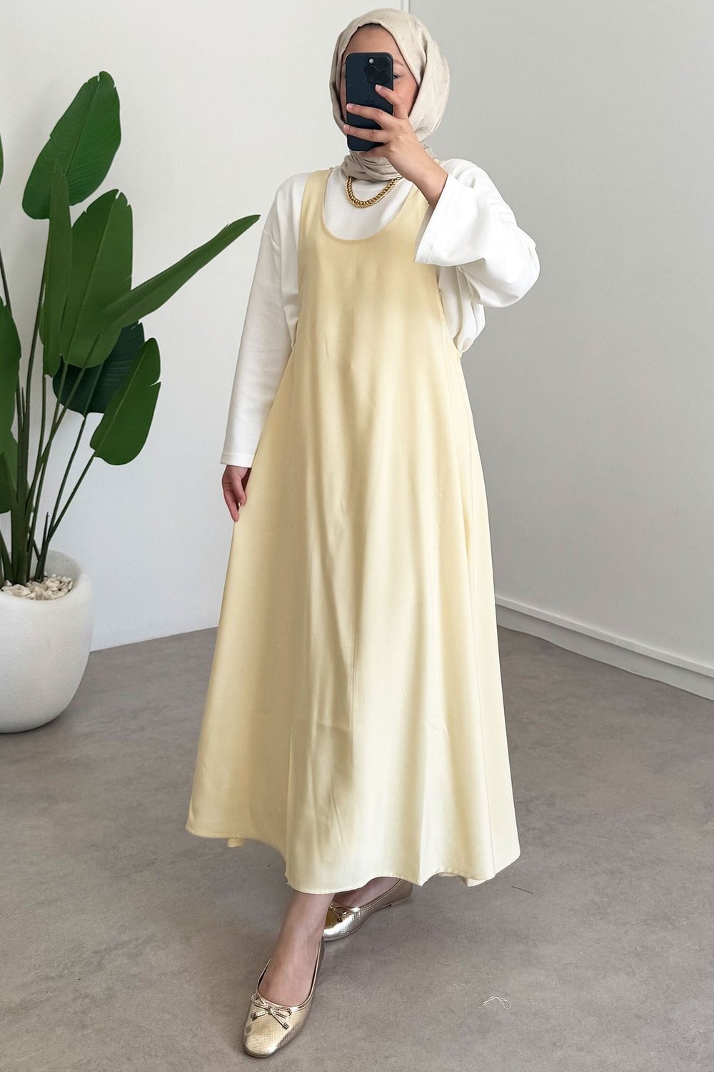 Tunik Jile Elbise - Sarı