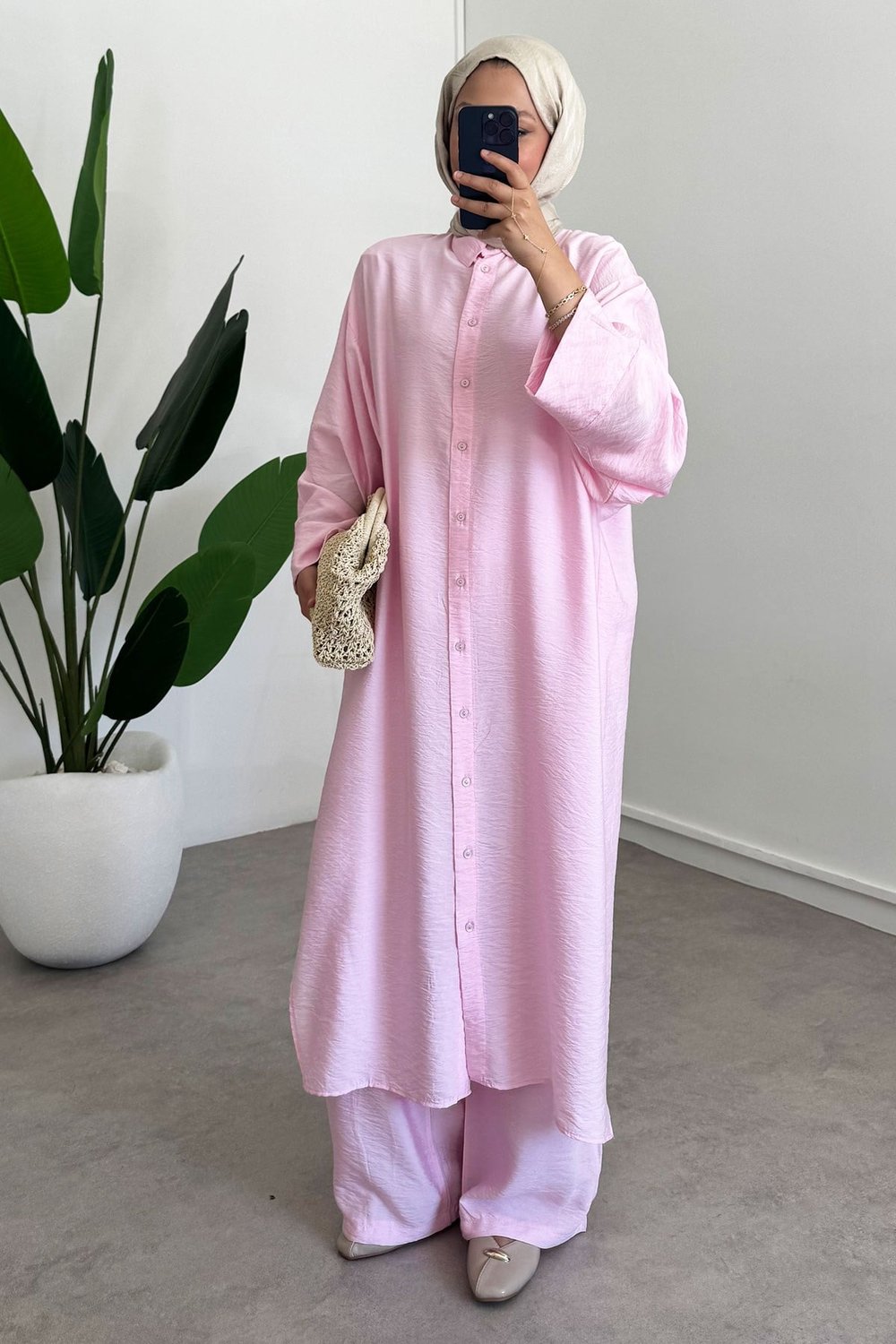 Uzun Modal Takım - Pembe