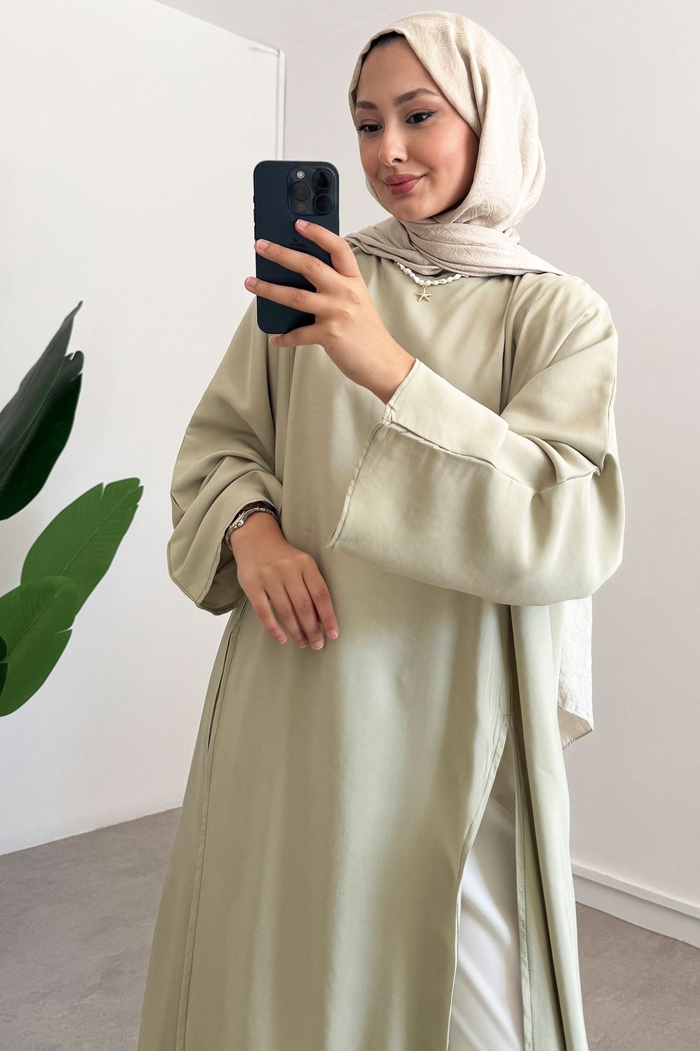 Yırtmaçlı Elbise - Olive