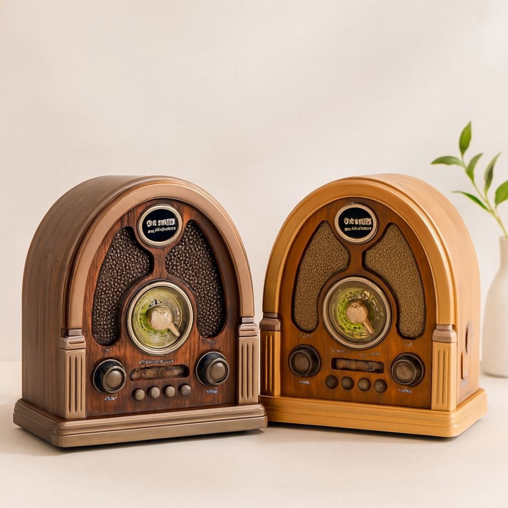 Bluetooth Taşınabilir Hoparlör - FM Radyo, USB/TF MP3, Şarjlı, İbreli Nostalji