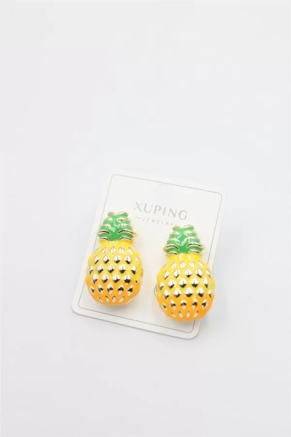 Mineli Ananas Küpe - Altın