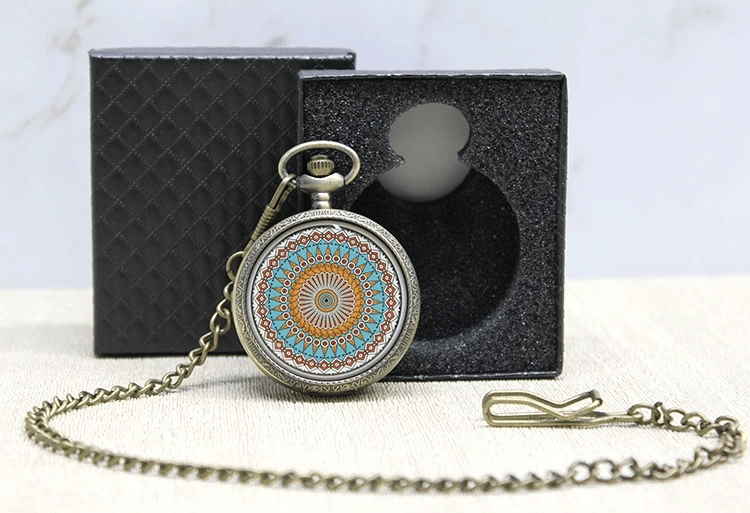 Özel Kutulu Mandala Deseni Köstekli Saat Alk4678