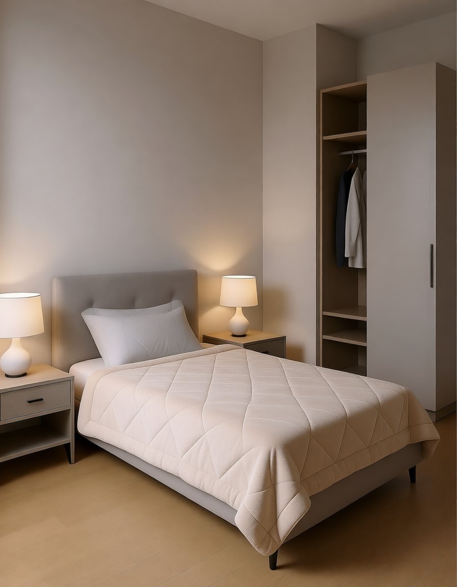 Wellsoft Tek Kişilik Yorgan 155×215 cm - 300 gr – Yumuşak, Nefes Alabilir, Bej