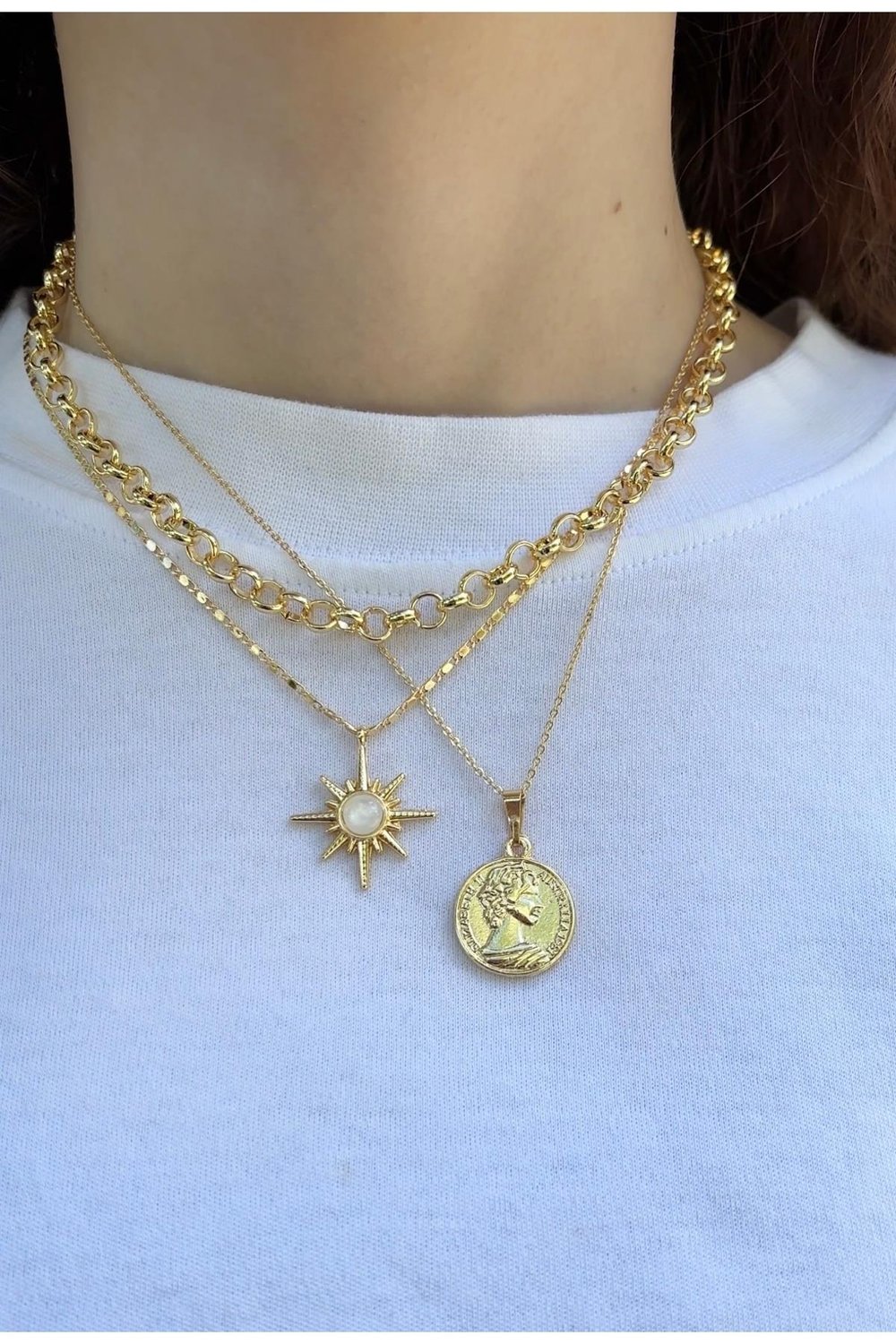 Kadın Gold Renk 3 Adet Pinterest Kolye