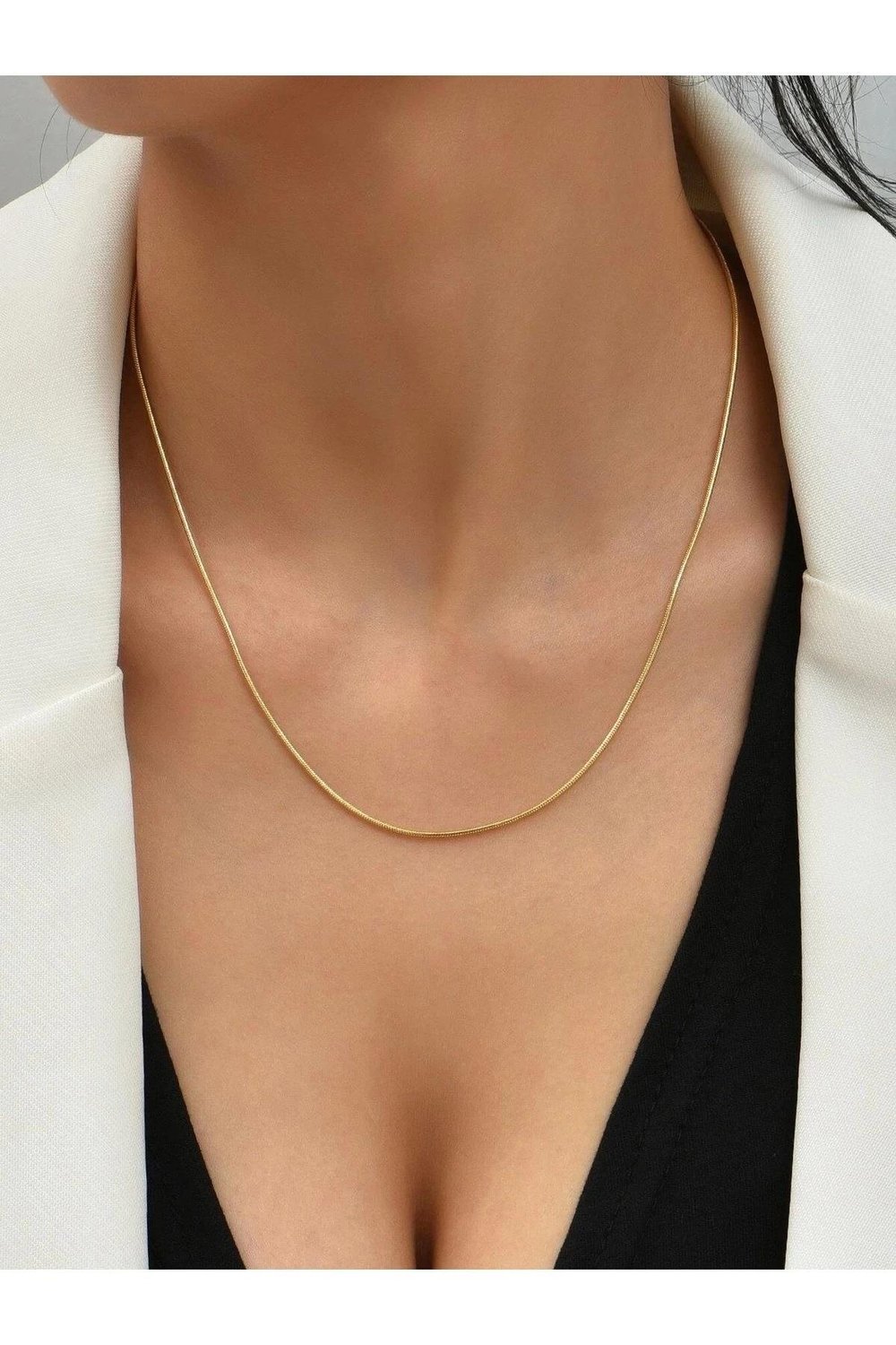 Unisex Çelik Gold Renk 60 Cm İnce İtalyan Zincir Kolye