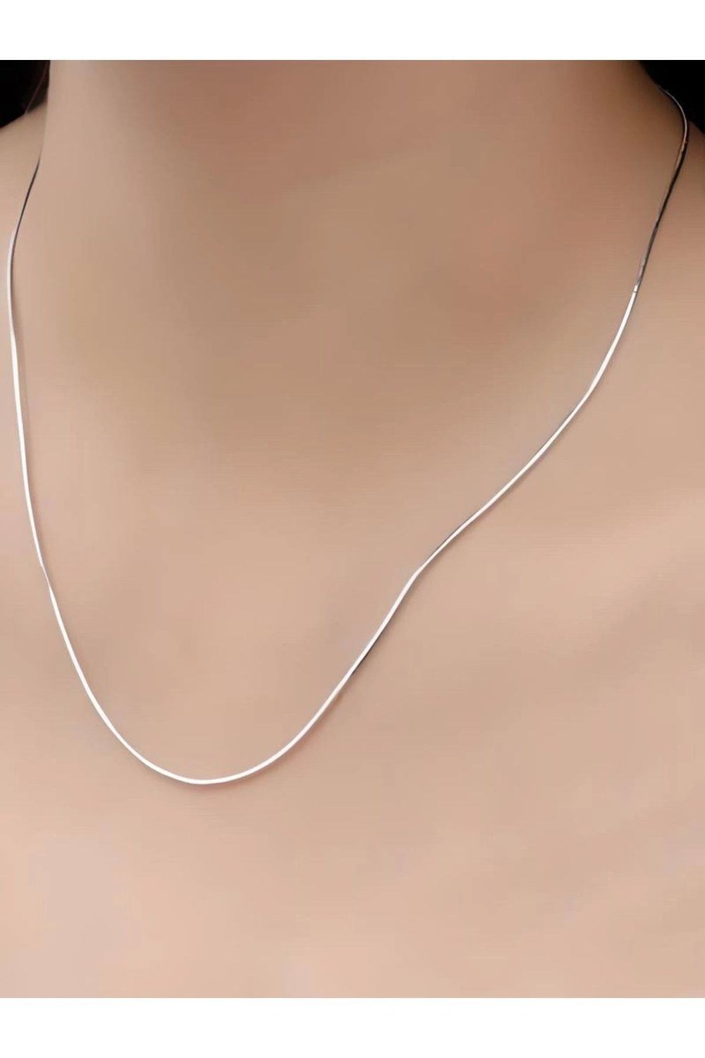 Unisex Çelik Gümüş Renk 60 Cm İnce İtalyan Zincir Kolye