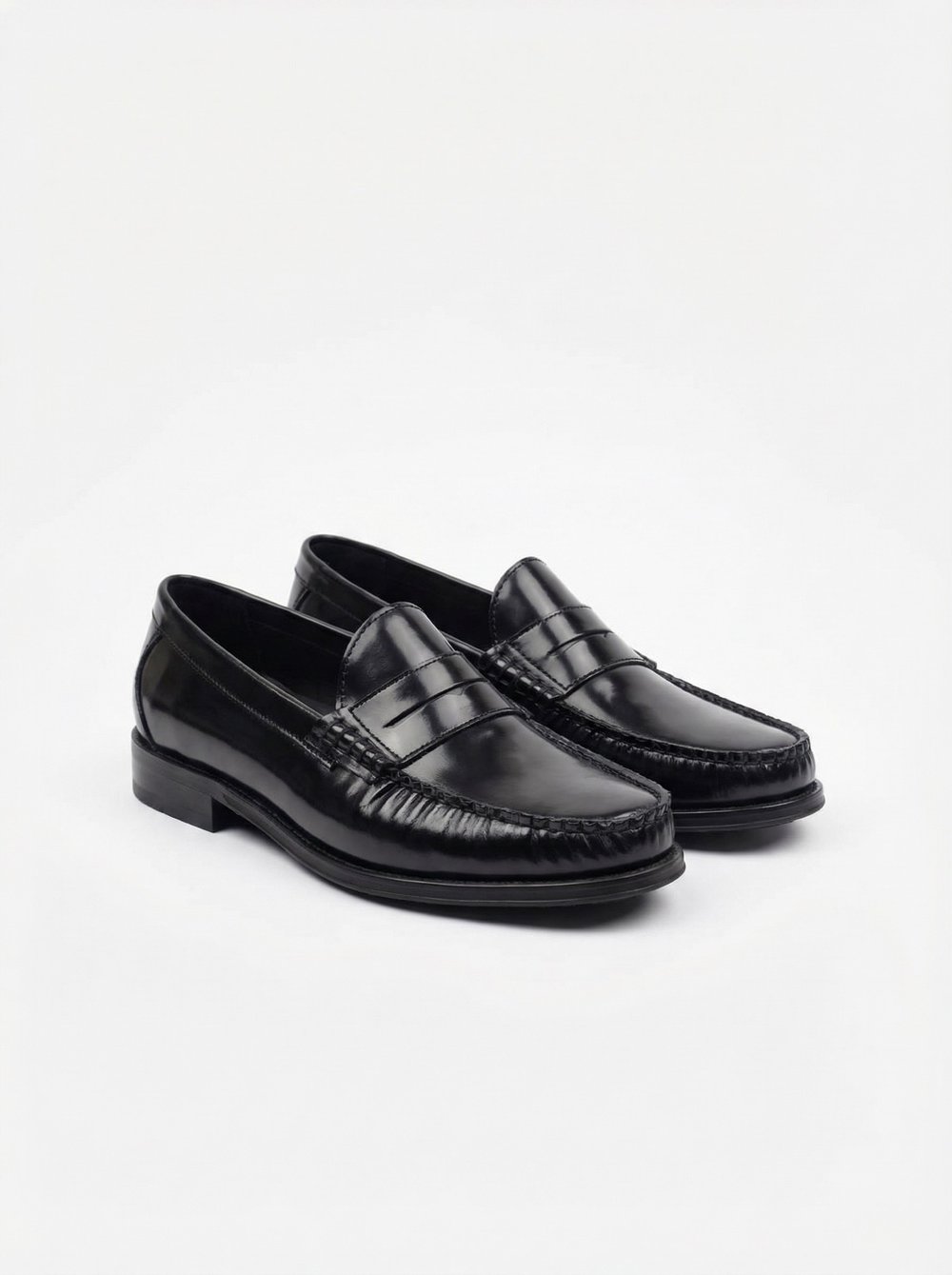 Zesco El Yapımı Hakiki Deri Siyah Erkek Loafer | Klasik Parlak Deri Penny Loafer Ayakkabı