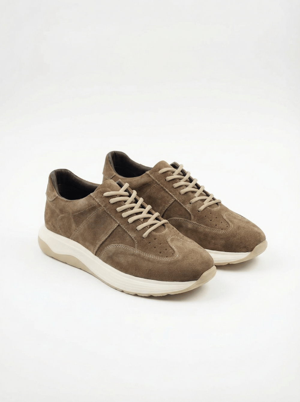 Zesco El Yapımı Hakiki Süet Deri Taba Erkek Sneaker | Kalın Tabanlı Günlük Spor Ayakkabı