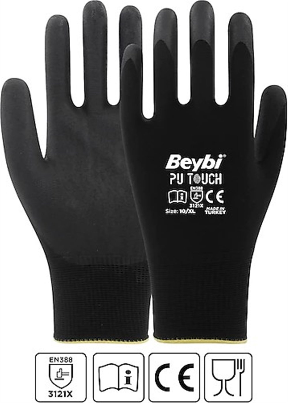 Beybi İşçi Eldiveni Pu Touch Siyah No:7