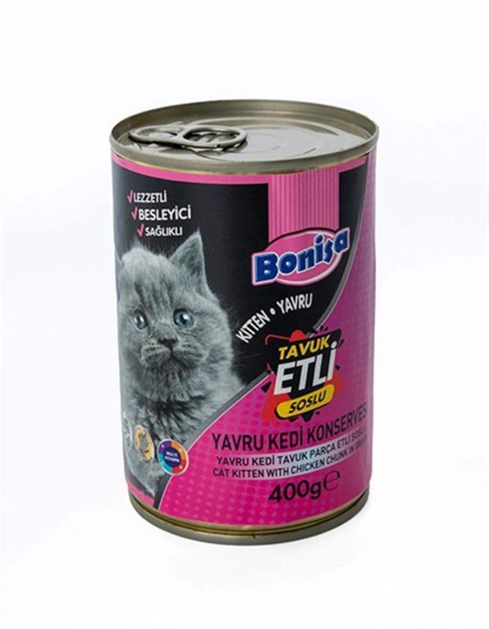 Bonisa Parça Tavuk Etli Yavru Kedi Konserve 400 Gr