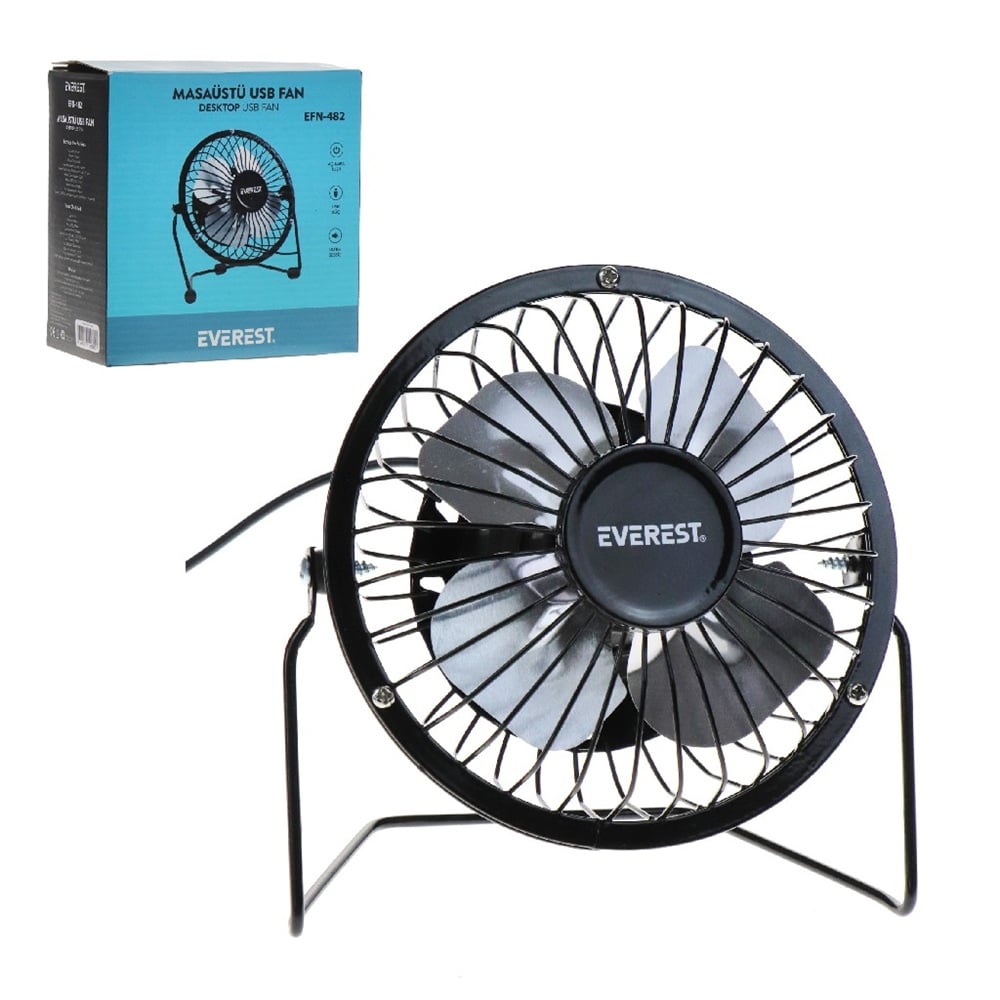 Everest Masaüstü Metal Siyah Usb Fan Efn-482