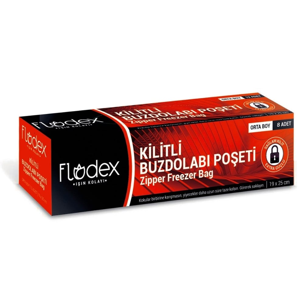 Flodex Kilitli Buzdolabı Poşeti Orta Boy 19*25 8 Li