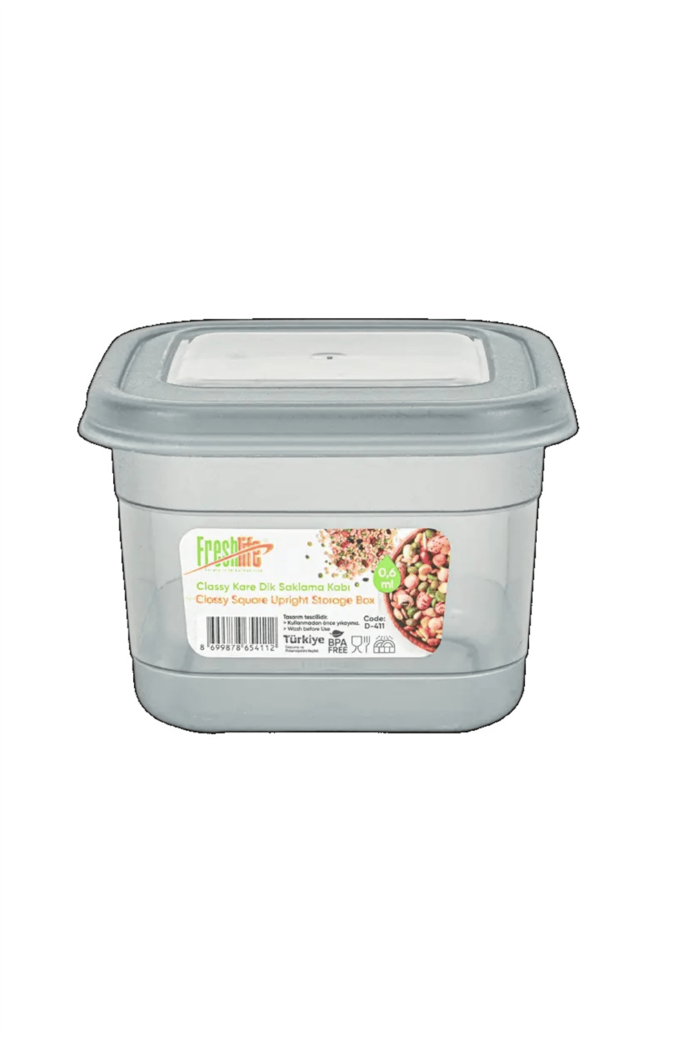 Freshlife Classy Kare Dik Saklama Kabı 0,6lt D-411