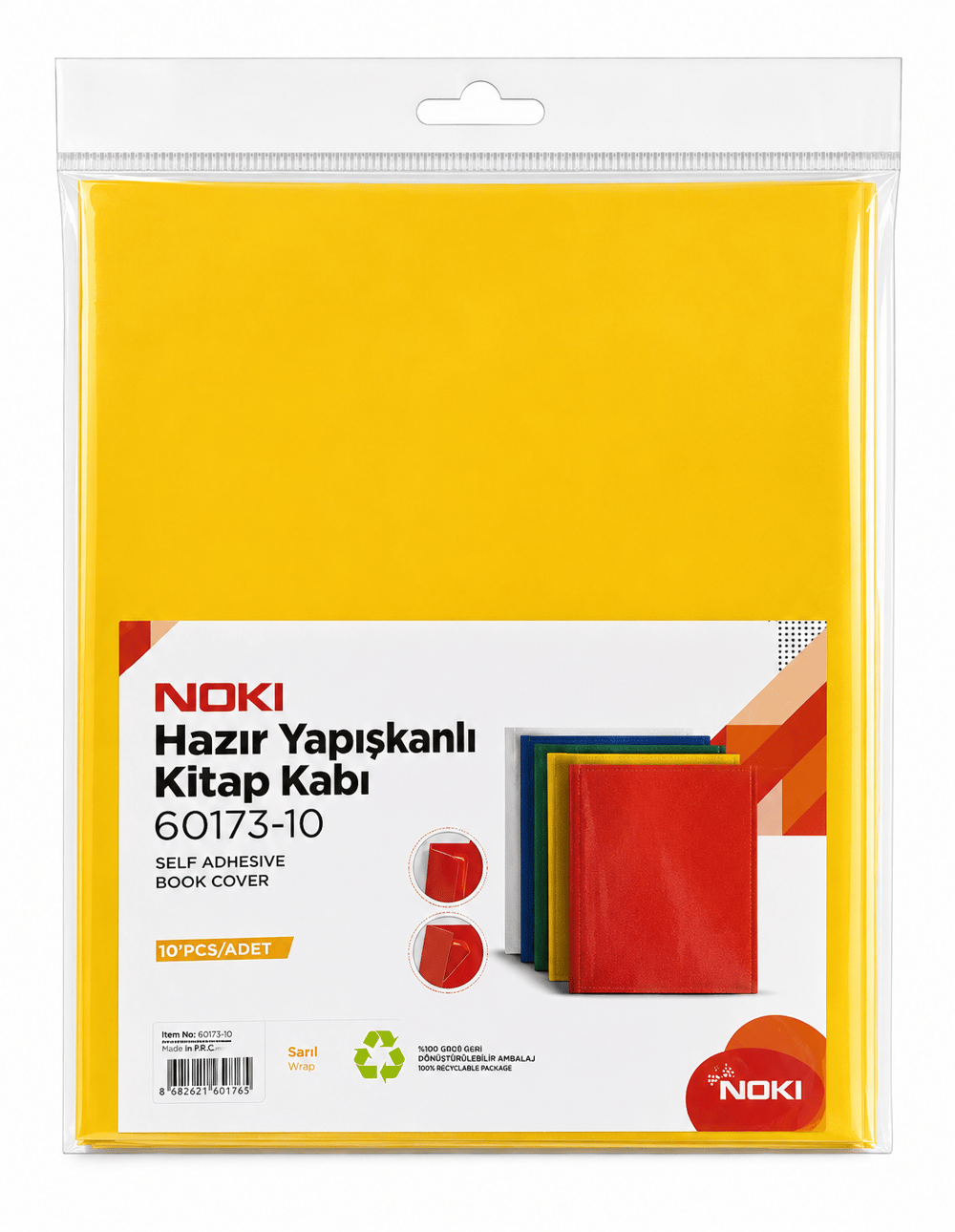 Noki Hazır Yapışkanlı Kitap Kabı 10'lu Sarı