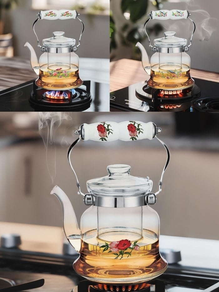 Paçi Rosellea Porselen Saplı Cam Demlik 600 Ml 401429