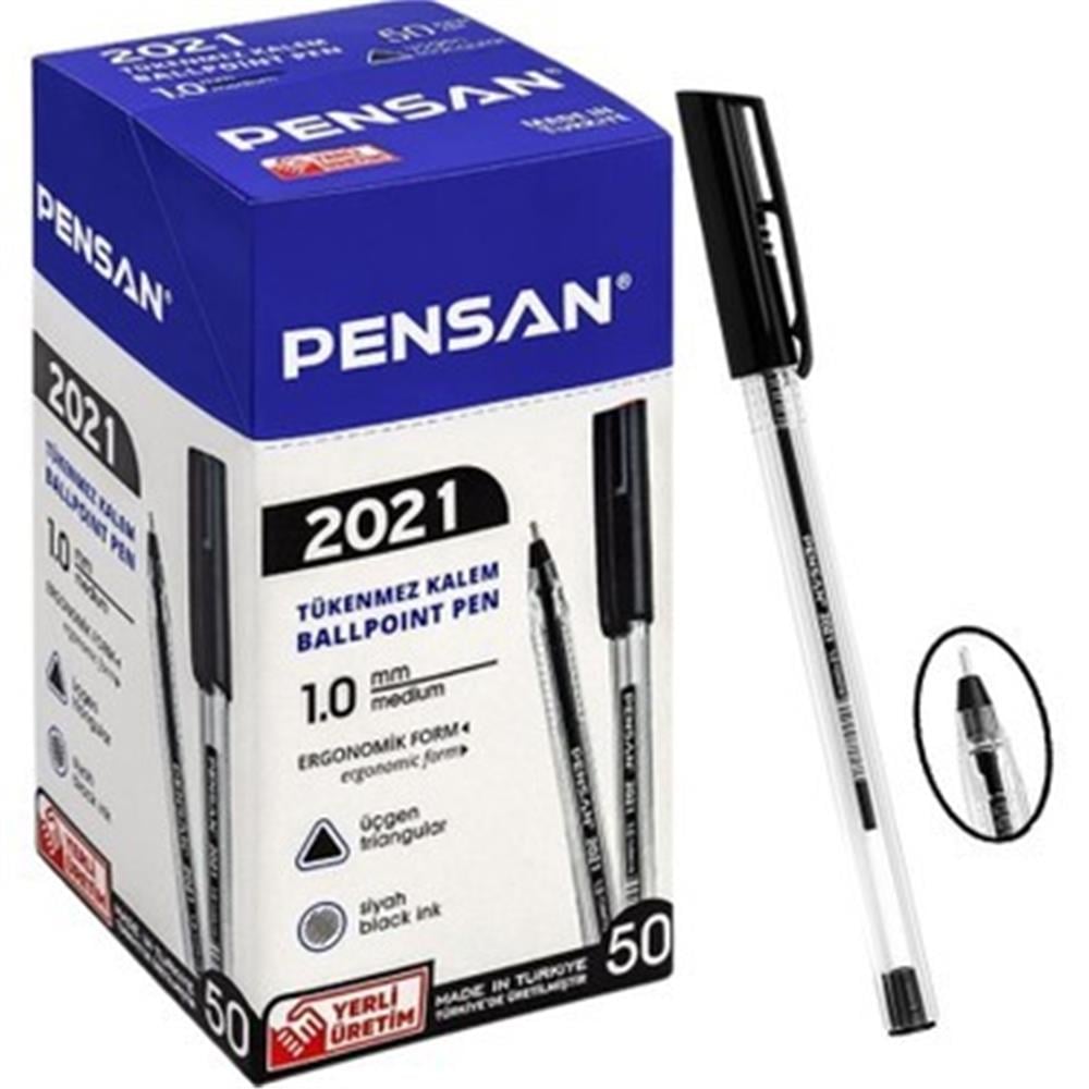 Pensan Şeffaf Üçgen Siyah Tükenmez Kalem 2021