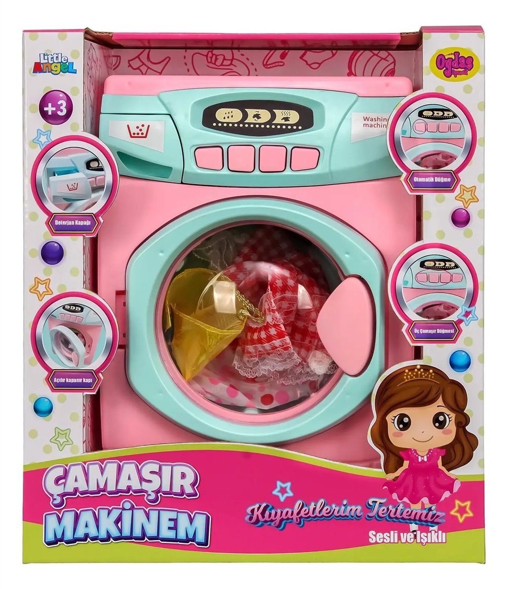 Pilli Büyük Boy Oyuncak Çamaşır Makinesi 02608