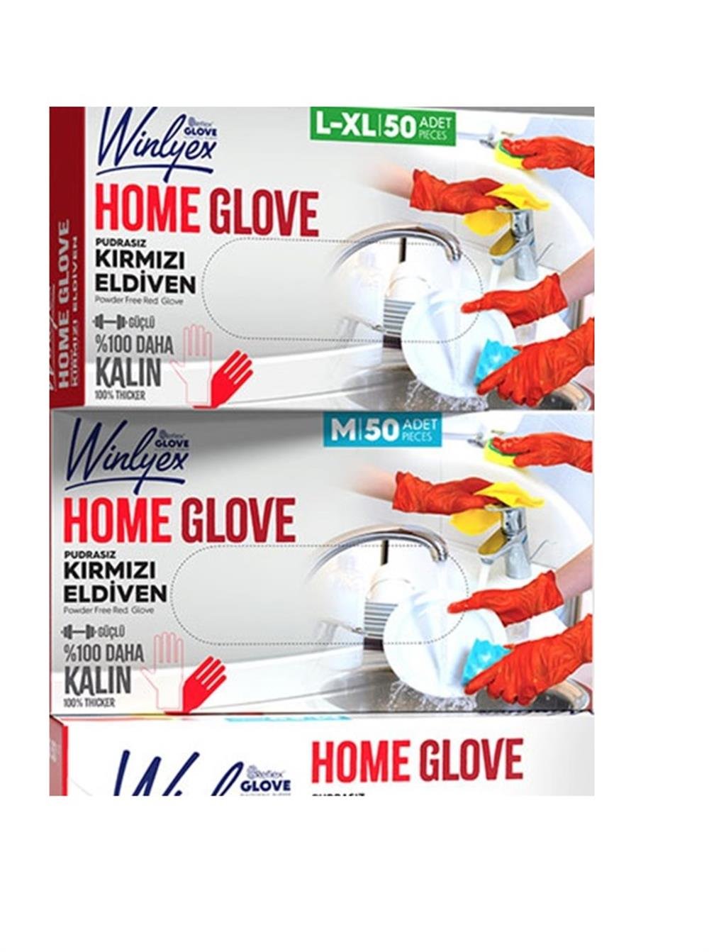 Reflex Winlyex Home Glove Pudrasız Kırmızı Eldiven S Beden 50'li L Xl