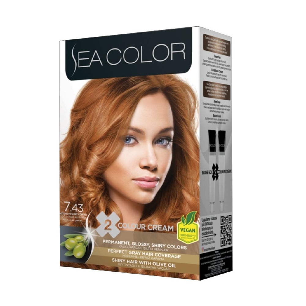 Saç Boyası Yoğun Parlak Bakır Sea Color Set Boya 7-43