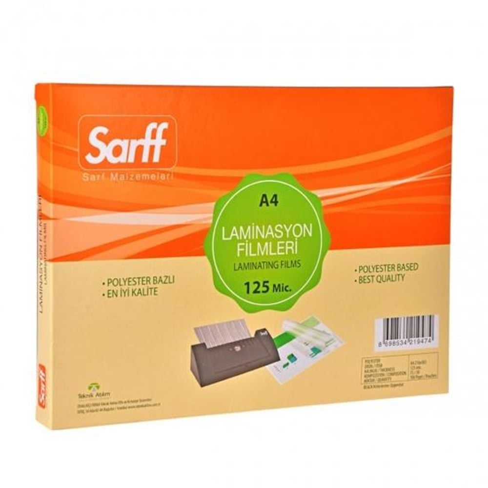 A4 Parlak Laminasyon Filmi Şeffaf 100adet