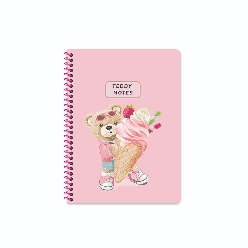 Ayıcıklı Spiralli Çizgili Defter
