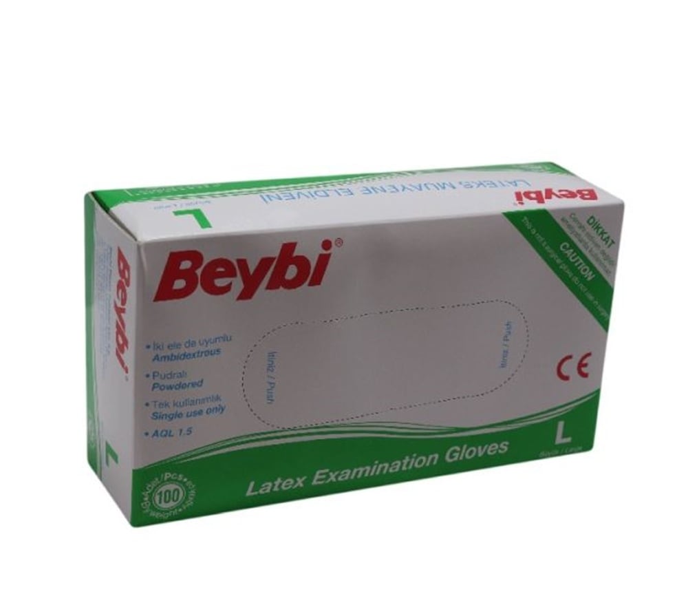 Beybi Lateks Muayene Eldiveni L Pudralı