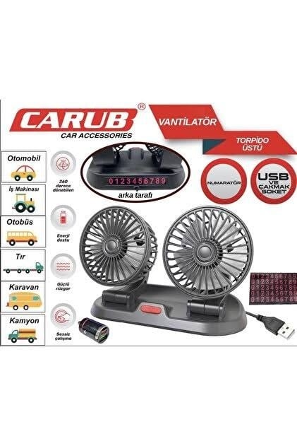 Carub Torpido Üstü USB Çakmak Girişli Vantilatör