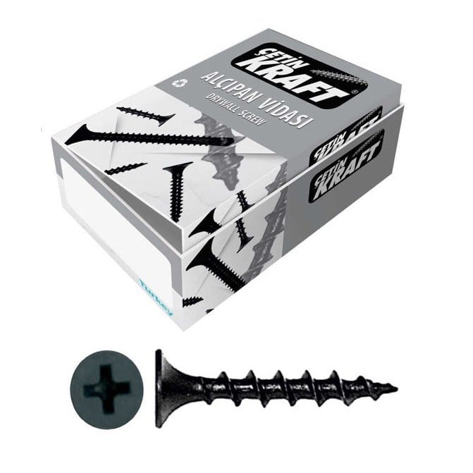 ÇETİN 3,5*45 ALÇIPAN YHB MU VİDA SİYAH PK:500