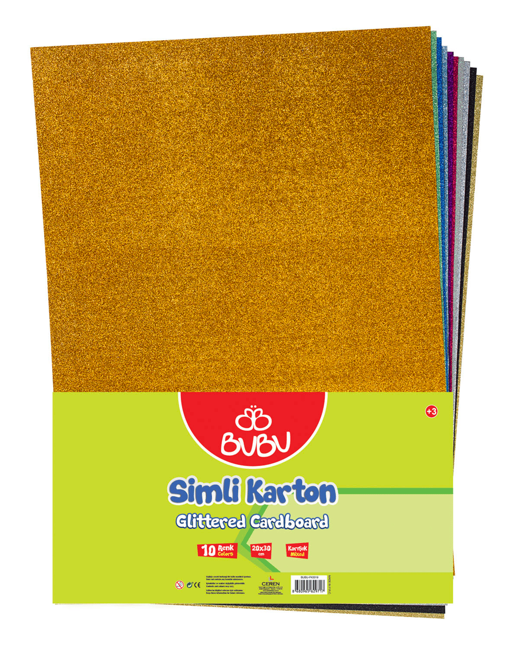 Crn Bu-Bu Simli Karton 10 Renk 20*30 Fk0019