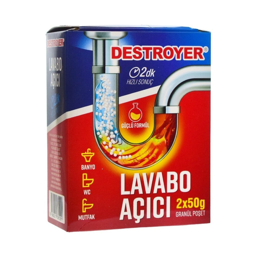Destroyer Granül Lavabo Açıcı 2*50 Gr