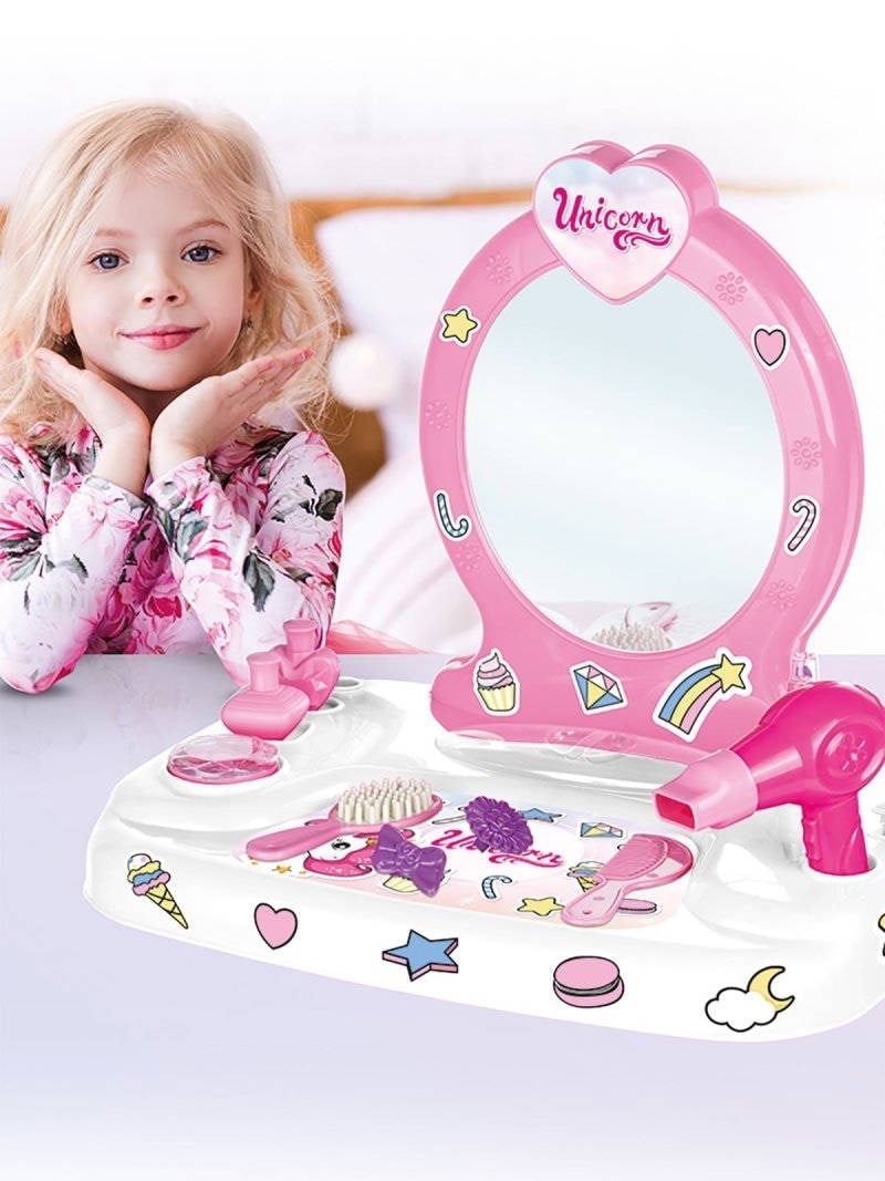 Dolu Unicorn Masaüstü Aynalı Makyaj Seti