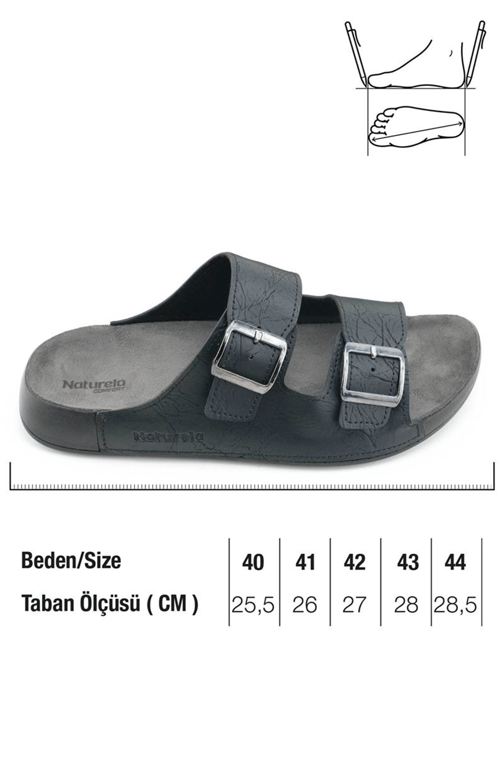 Gezer Naturela Comfort Rahat Erkek Terliği Yazlık Suni Deri Çift Toka Ayarlanabilir Rahat Taban Günlük Terlik
