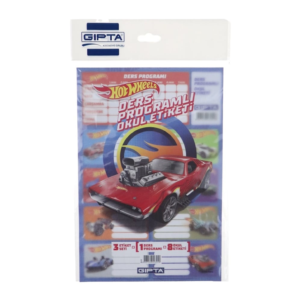 Gıpta Hot Wheels Ders Porgramlı Okul Etiketi 16x24 3 Yp