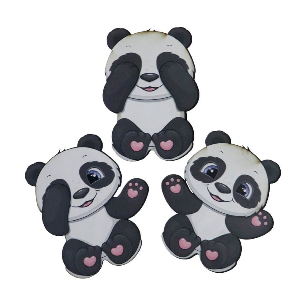 Mdf Duvar Dekoru Panda 3 Lü
