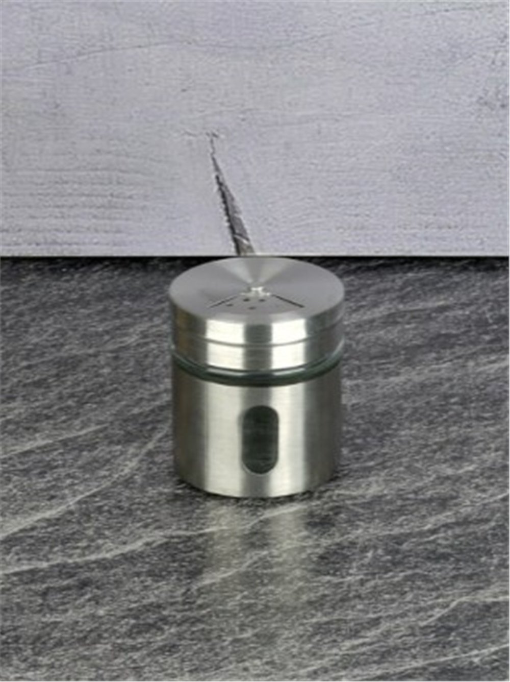 Metal Kaplı Cam Baharatlık 5,5 Cm İnox Thn86394