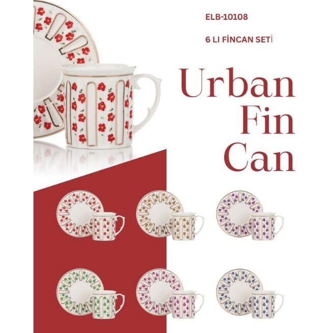 Mien Urban Porselen Kahve Fincan Takımı 6'lı ELB-10108