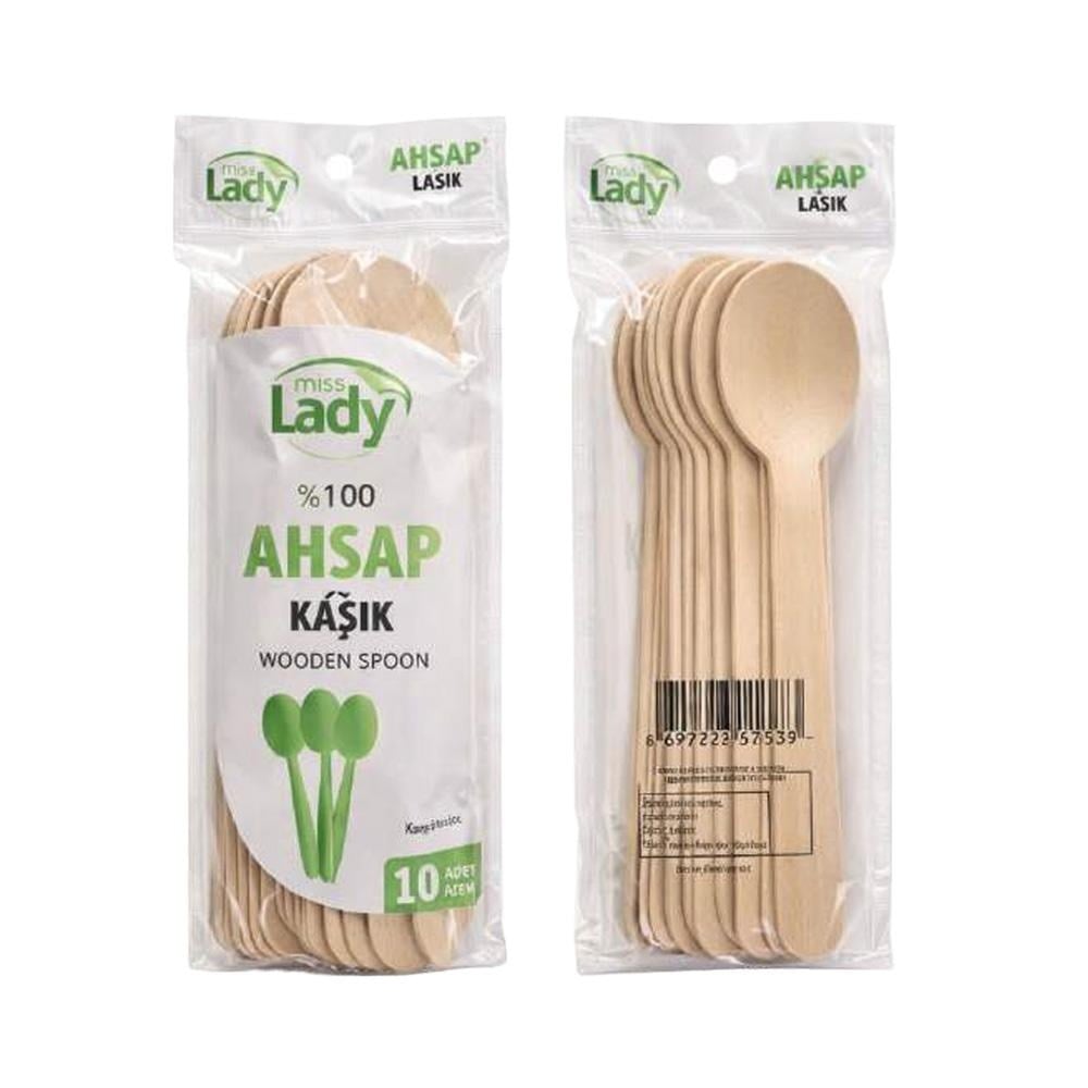 Miss Lady Ahşap Kaşık 10 Lu