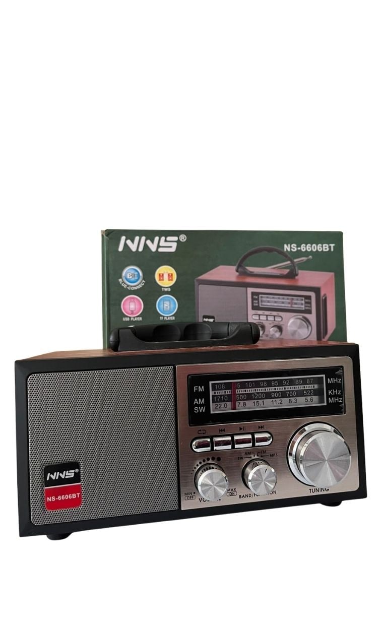 NNS NS-660BT Bluetooth Destekli Ahşap Görünümlü AM FM SW Taşınabilir Radyo
