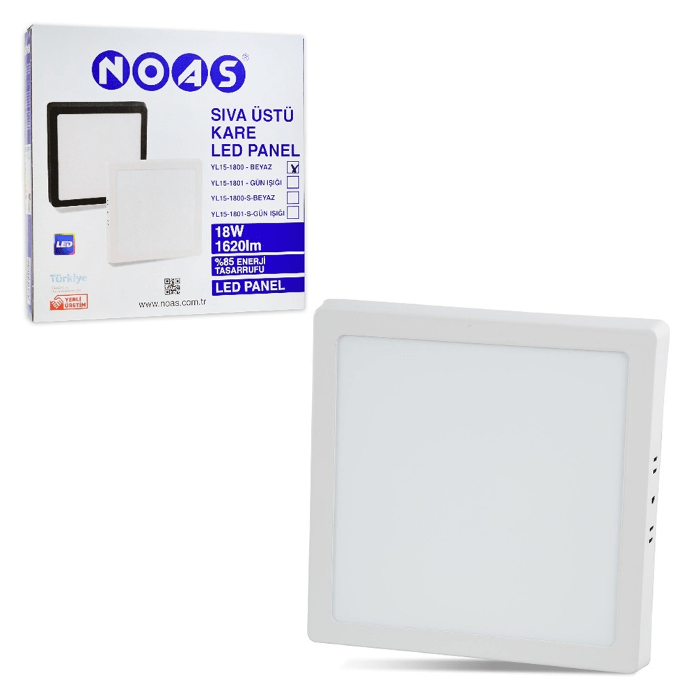 Noas 18w Sıva Üstü Kare Led Panel Beyaz