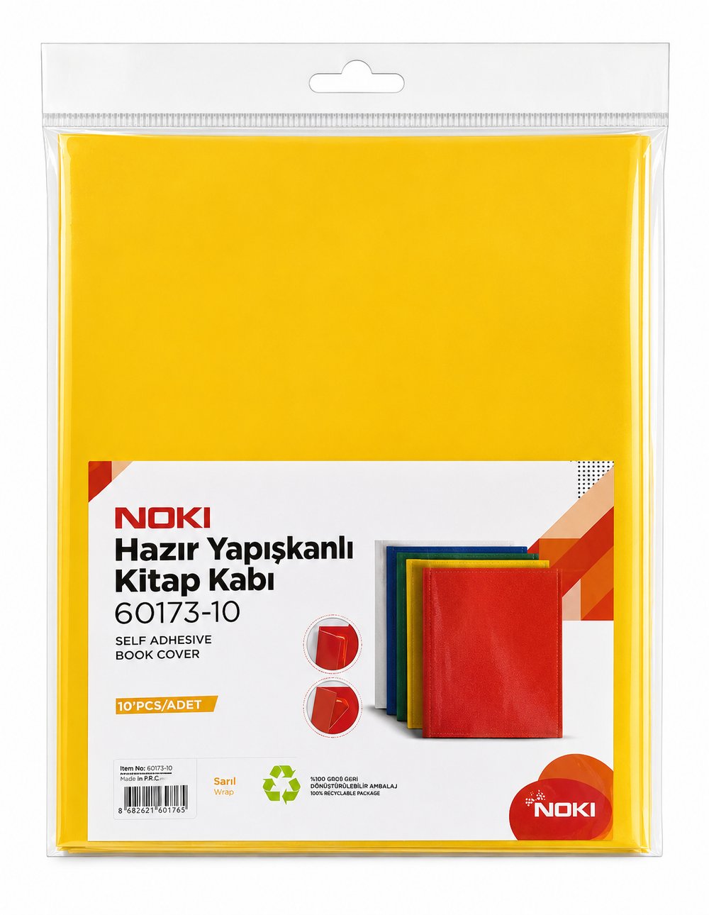 Noki Hazır Yapışkanlı Kitap Kabı 10'lu Sarı