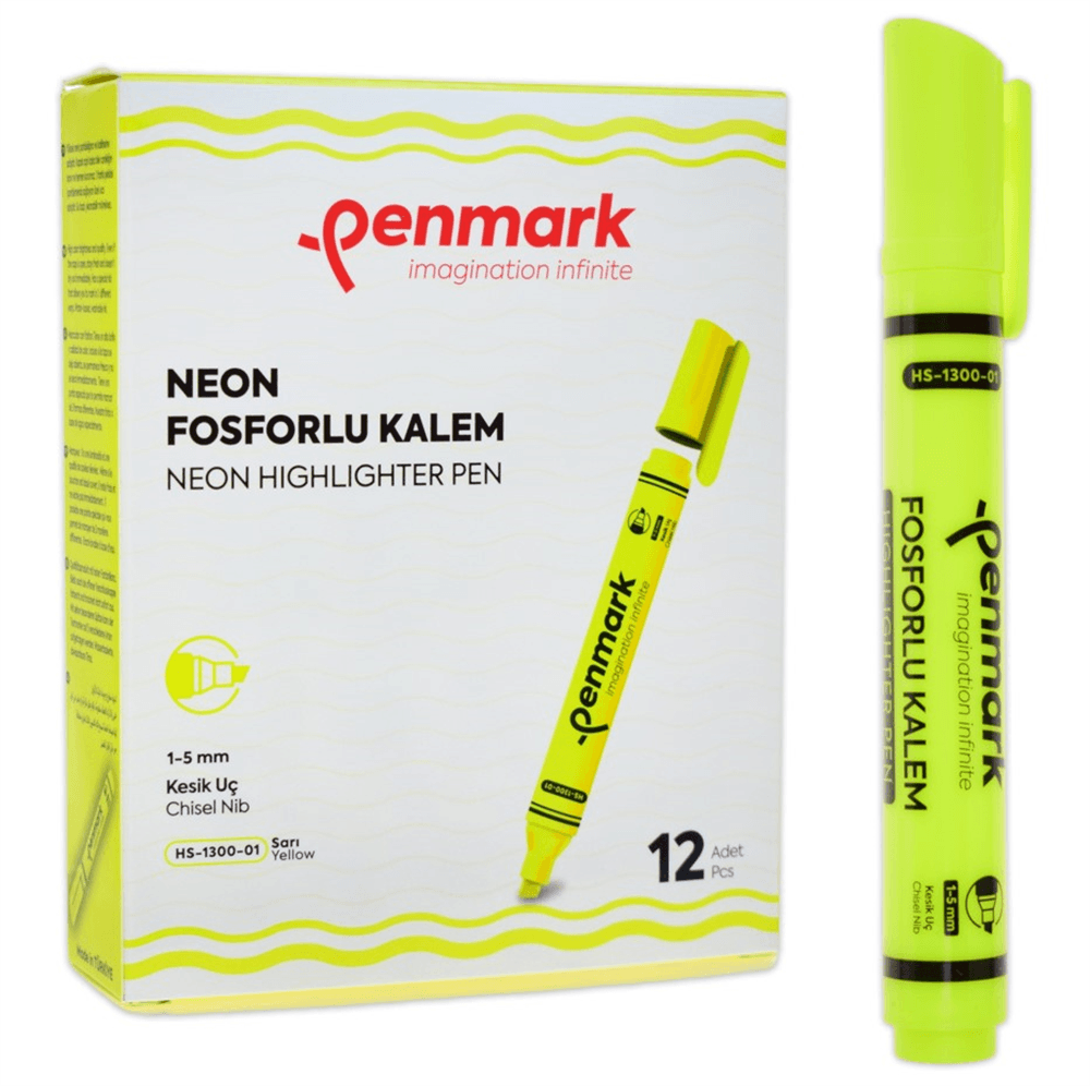 Penmark İnce Kalem Tipi Fosforlu Kalem Sarı (E) Ergonomik - HS-1300-01