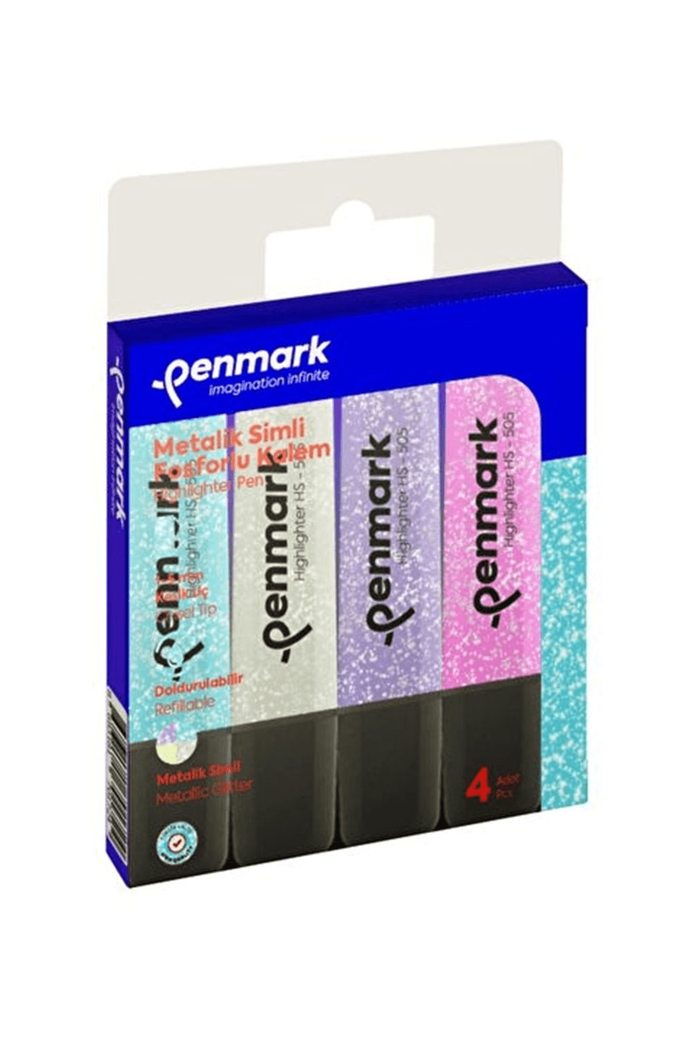 Penmark Metalik Simli Fosforlu Kalem Seti 4'lü Işıltılı Seri - HS-505-4S