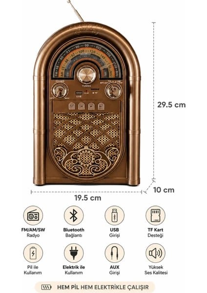 Raiseng Bluetooth USB Radyo R-1950BTL