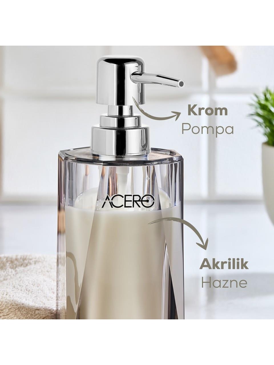 Akrilik Sıvı Sabunluk 300 Ml Şeffaf Antrasit 1993